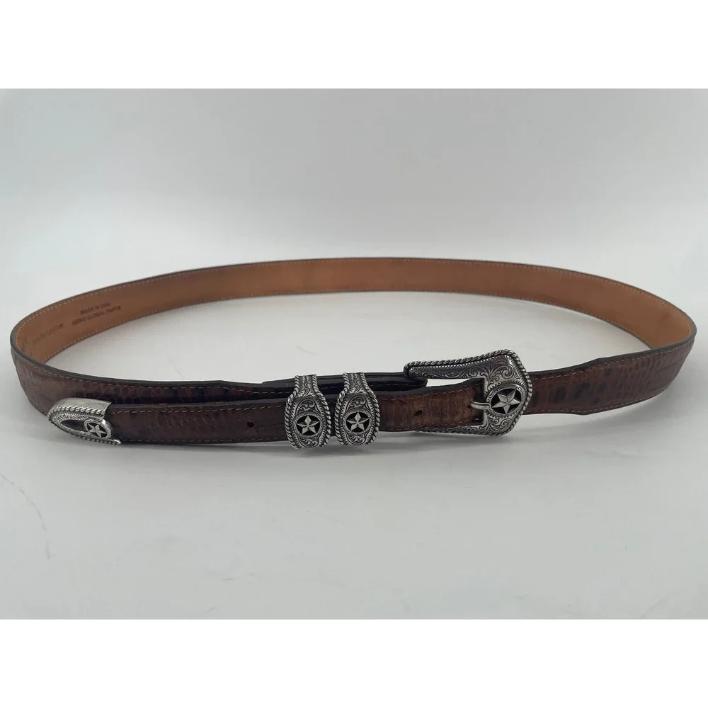 Tony Lama Belt 44 Brown Leather Country Crocodile Print Western USA‎ C421234